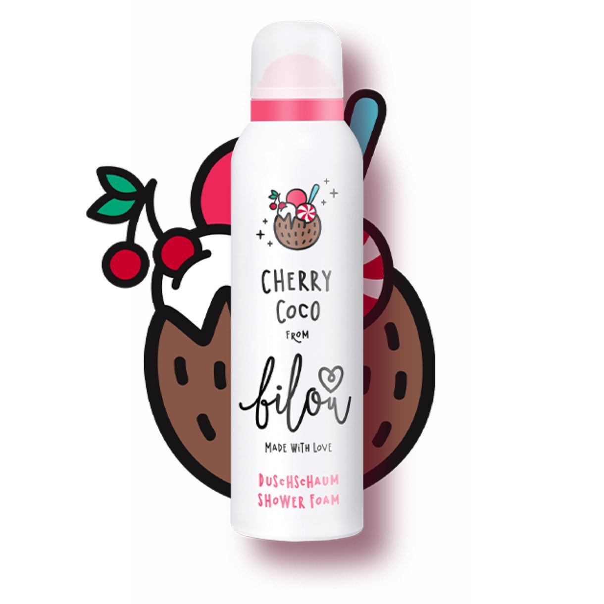 Пінка для душу "Свіжі ягоди та кокосовий йогурт" Bilou - Cherry Coco (200ml)