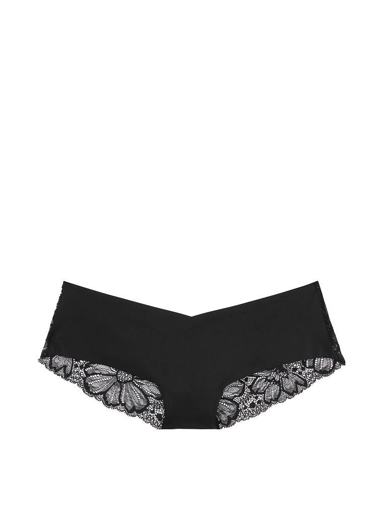 Безшовні трусики Victoria’s Secret - no-show floral lace back hiphugger panty (black)