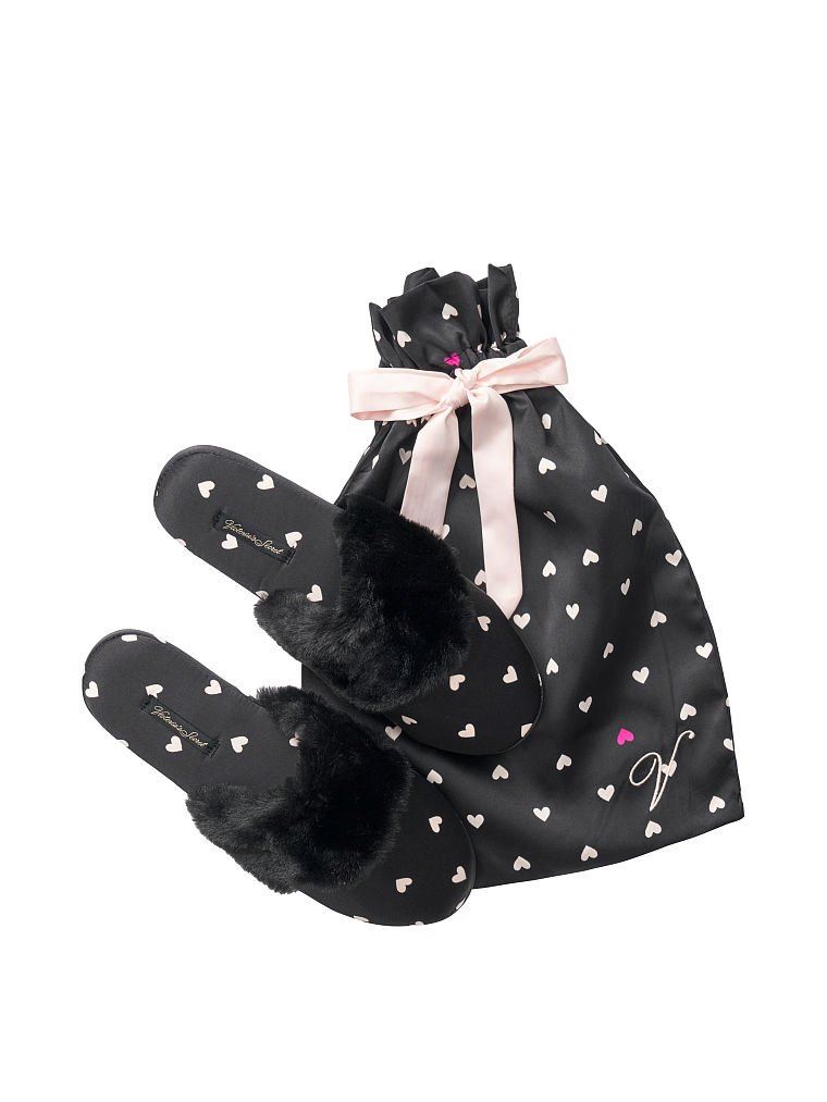 ДОМАШНИЕ ТАПОЧКИ VICTORIA’S SECRET SLIPPERS HEARTS PRINT