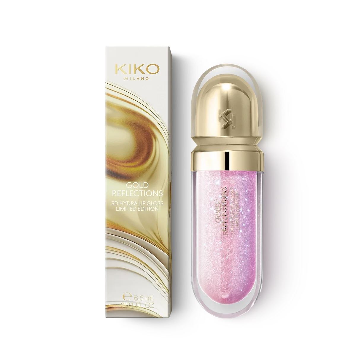 БЛИСК ДЛЯ ГУБ KIKO MILANO Gold Reflections 3d Hydra Lip Gloss Limited Edition 01 Glowing Lilac