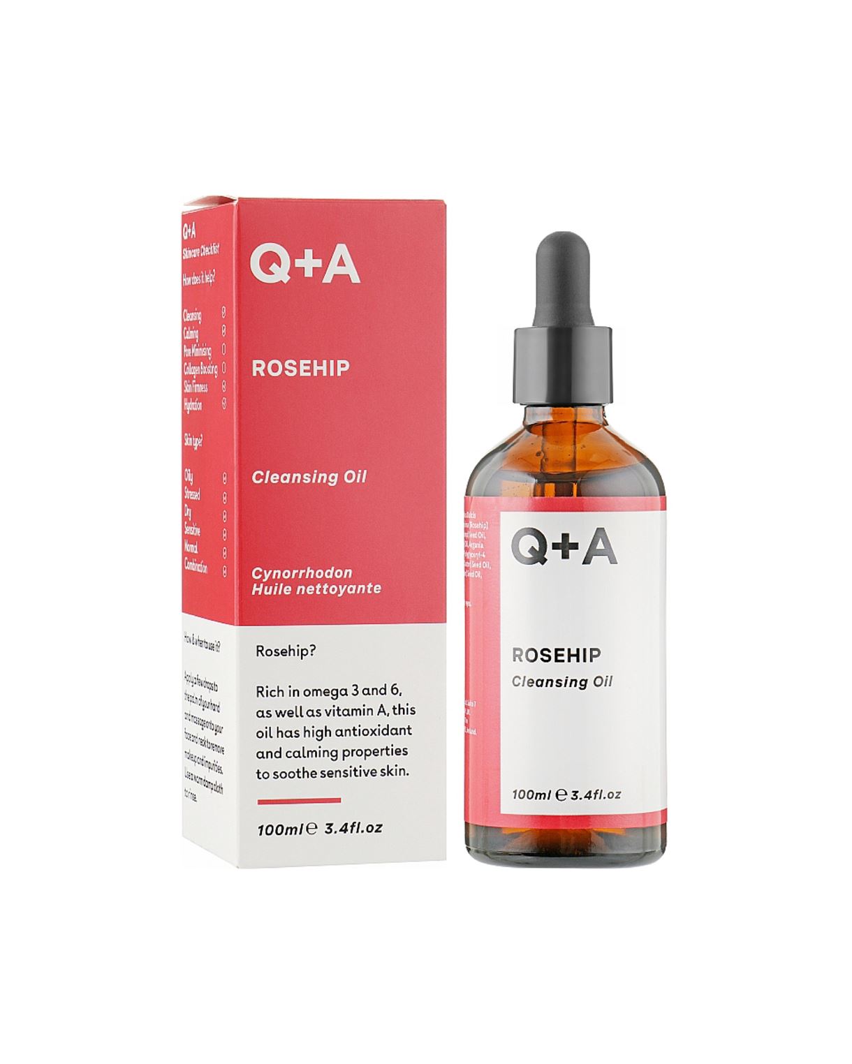 Гідрофільна олія для обличчя Q+A - Rosehip Cleansing Oil