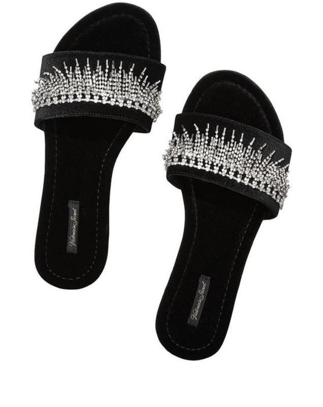 Тапочки зі Стразами Victoria's Secret Fringe Rhinestone Velvet Slides