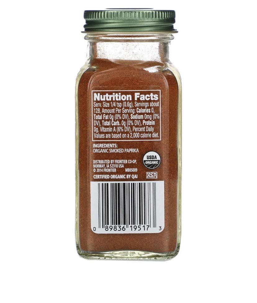 копчена паприка Smoked Paprika, Simply Organic, 77 г