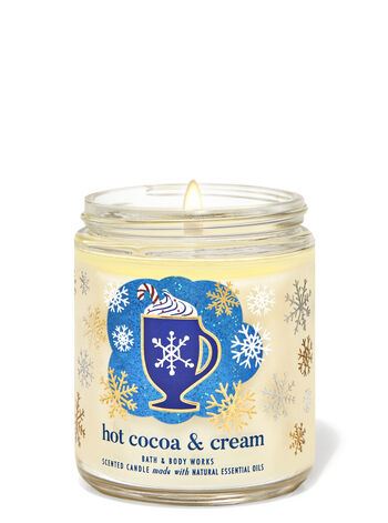 Середня свічка Bath and body works - HOT COCOA & CREAM