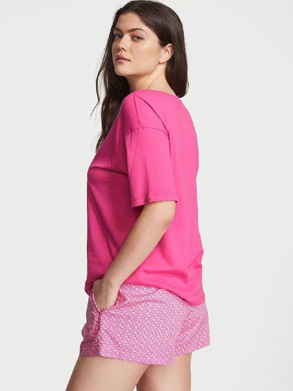 Піжама Victoria's Secret TEE-JAMA COTTON SHORT PJ SET FUCHSIA