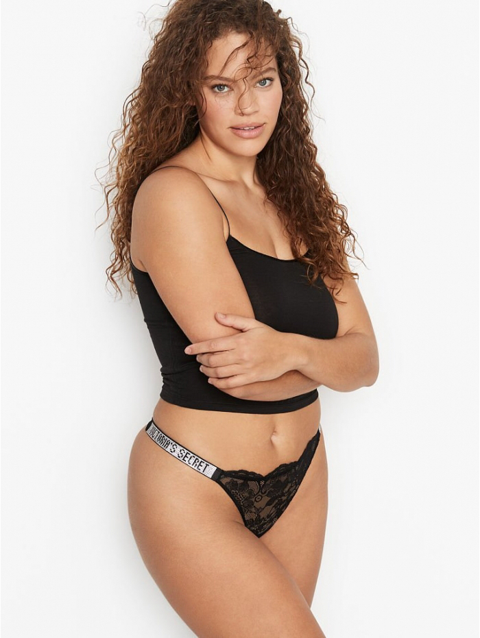 ТРУСИКИ ЗІ СТРАЗАМИ VICTORIA'S SECRET VERY SEXY SHINE STRAP THONG PANTY, purple