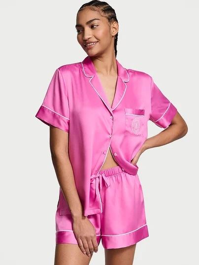 Атласна піжама з шортами Glazed Satin Short Pajama Set Victoria's Secret