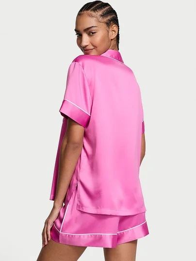 Атласна піжама з шортами Glazed Satin Short Pajama Set Victoria's Secret