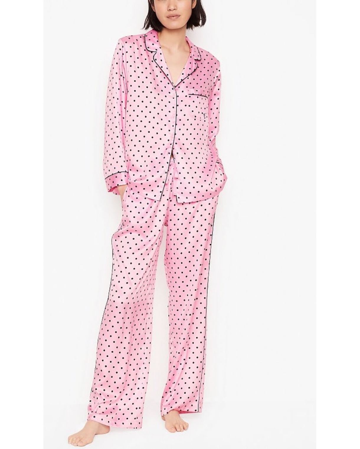Сатинова піжама VICTORIA’S SECRET THE SATIN LONG PJ SET CASUAL DOT