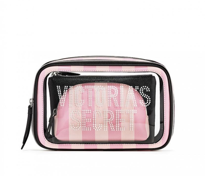 3 В 1 КОСМЕТИЧКА VICTORIA’S SECRET SIGNATURE STRIPE BACKSTAGE NESTED TRIO