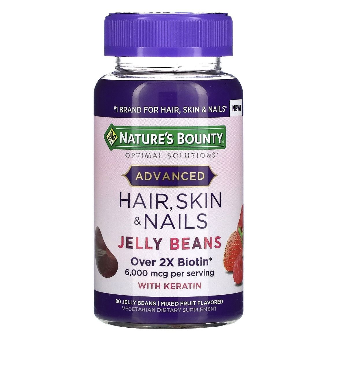 Nature’s Bounty Advanced Hair, skin& nails, фруктове асорті 3000мкг,80 жувальних цукерків