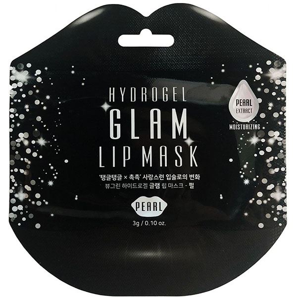 Гідрогелеві патчі для губ з екстрактом перлів BeauuGreen Hydrogel Glam Lip Mask Black Pearl, 1штв індивідуальній упаковці