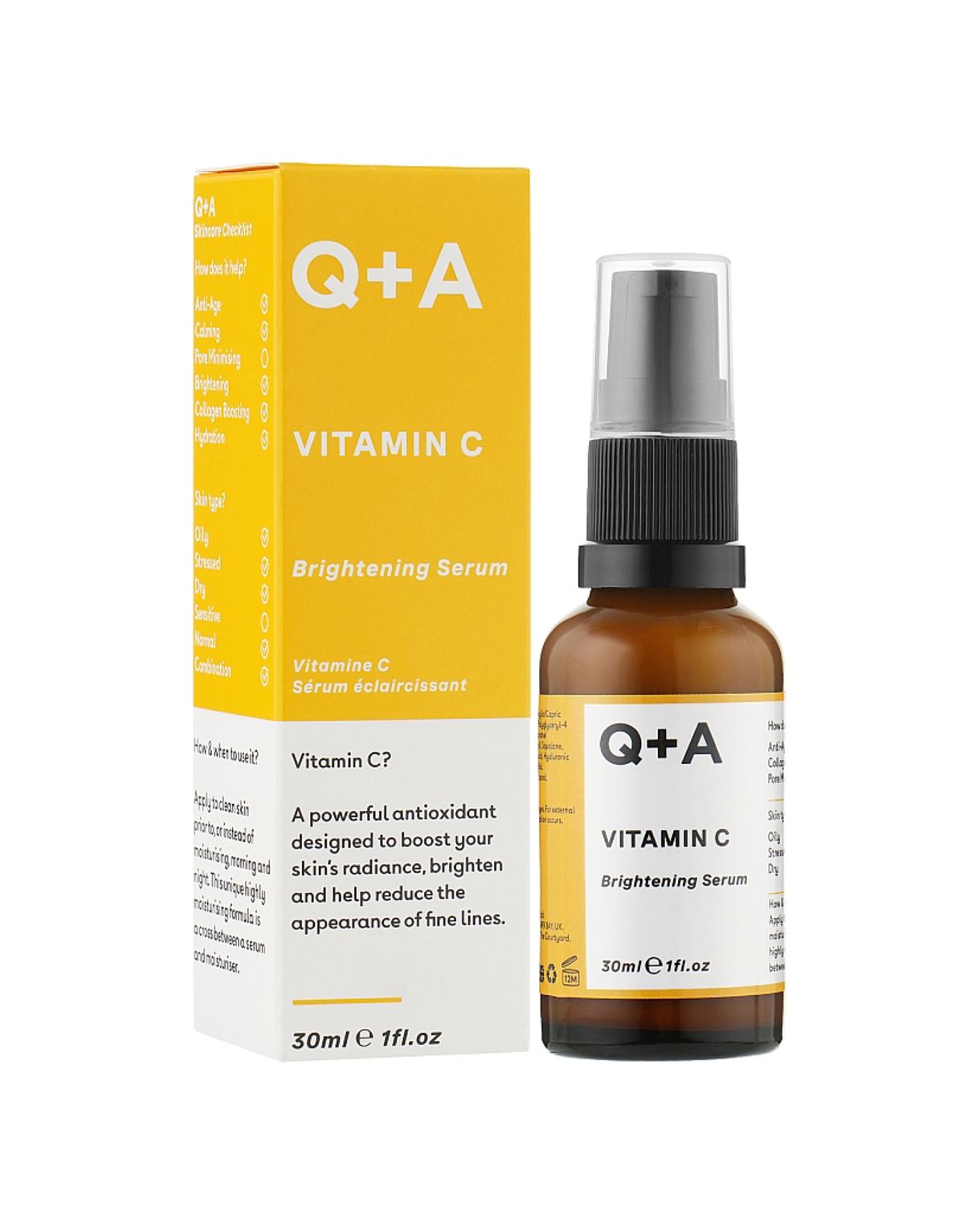 Освітлювальна сироватка для обличчя Q+A - Vitamin C Brightening Serum (30ml)