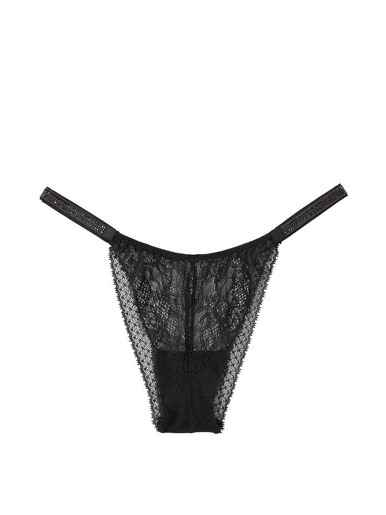 Мереживні Бразильяни зі стразами  Victoria’s Secret Bombshell Shine Strap Brazilian Panty black