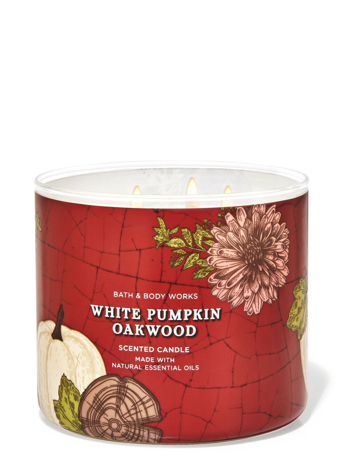 Велика свічка Bath and body works - WHITE PUMPKIN OAKWOOD 3-WICK CANDLE