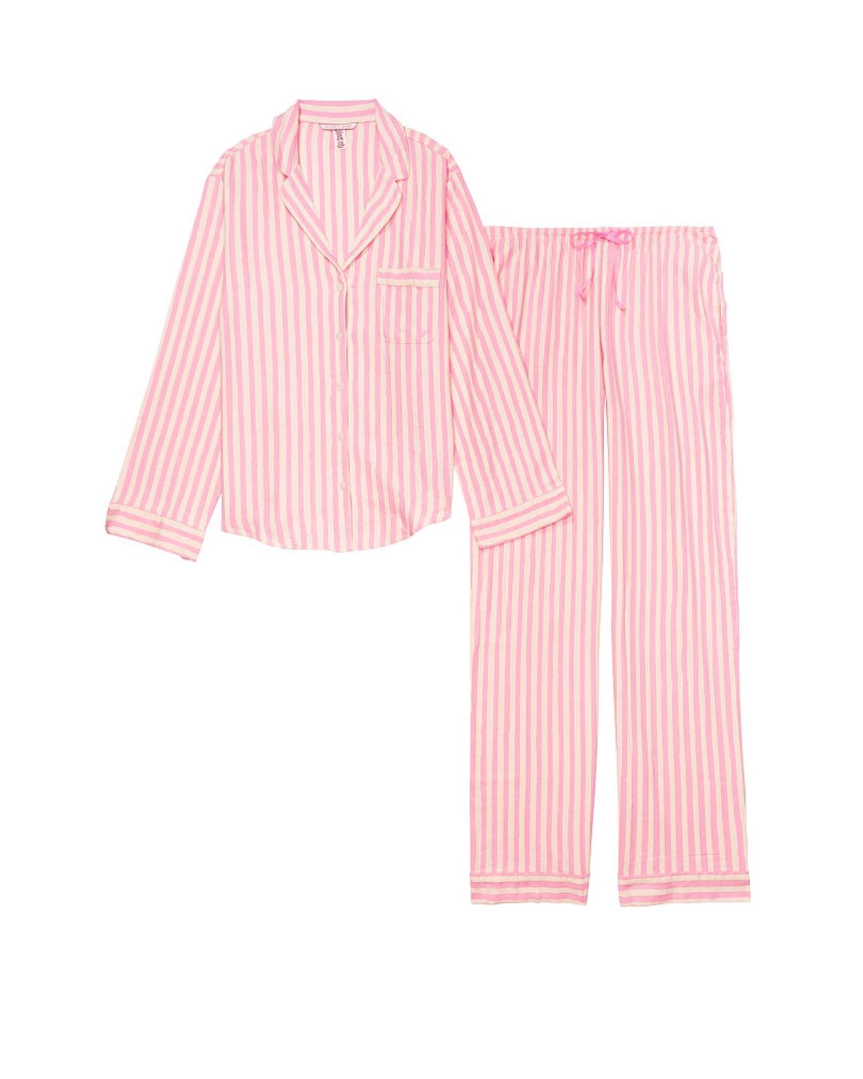 Фланелева Піжама VICTORIA'S SECRET FLANNEL LONG PJ SET PINK STRIPE