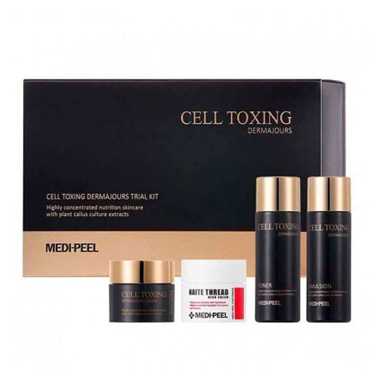 Набір омолоджувальних мініатюр MEDI-PEEL CELL TOXING DERMAJOURS TRIAL KIT (toner/30ml, emulsion/30ml, cream/2x10g) MEDI-PEEL - CELL TOXING DERMAJOURS TRIAL KIT (toner/30ml, emulsion/30ml, cream/2x10g)