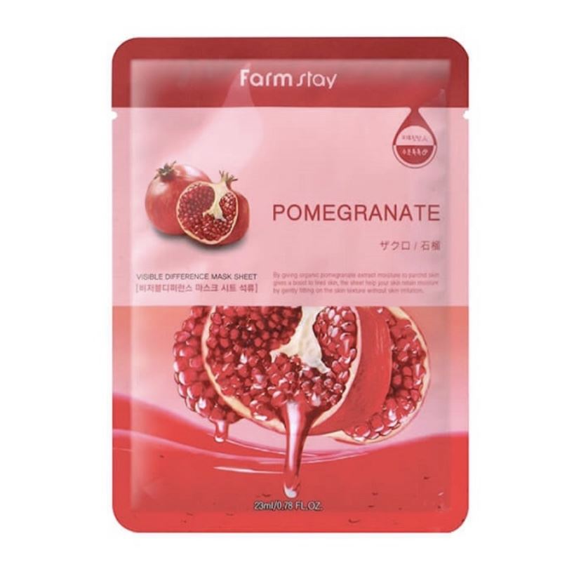 Тканинна маска для обличчя з гранатом, FarmStay, Visible Difference Mask Sheet Pomegranate