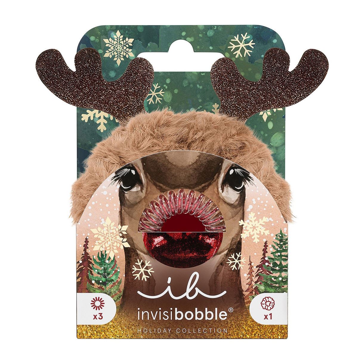 Invisibobble Red Nose Reindeer 4-pc. Value Set - новорічний набір резинок