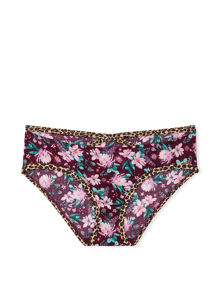 БАВОВНЯНІ ТРУСИКИ VICTORIA'S SECRET STRETCH COTTON HIPHUGGER PANTY, leopard and flowers