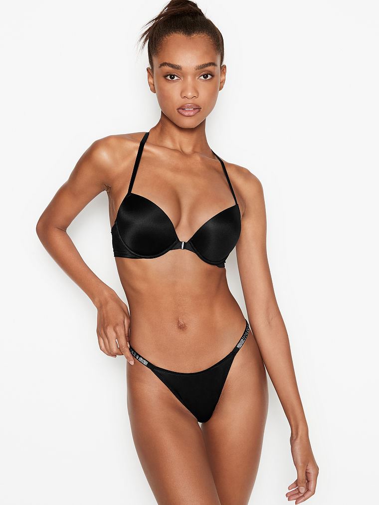 Стрінги Victoria’s Secret black Logo Shine