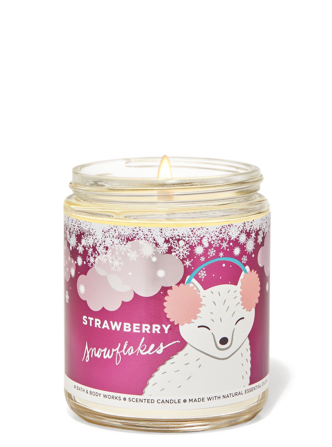 Середня свічка Bath and body works - STRAWBERRY SNOWFLAKES Single Wick Candle