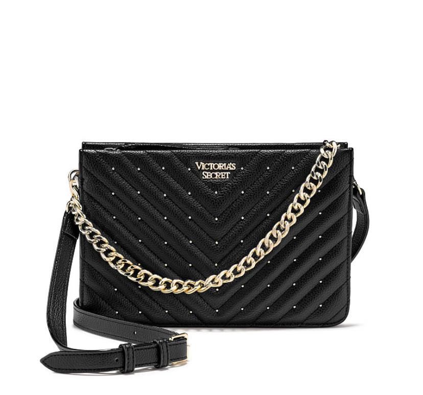 Сумка клатч чорна Victoria's Secret Patent V-Quilt 24/7 Crossbody
