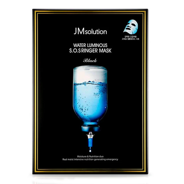 JM SOLUTION WATER LUMINOUS S.O.S RINGER MASK Black 1pcs - Ультразволожуюча тканинна маска ,1шт