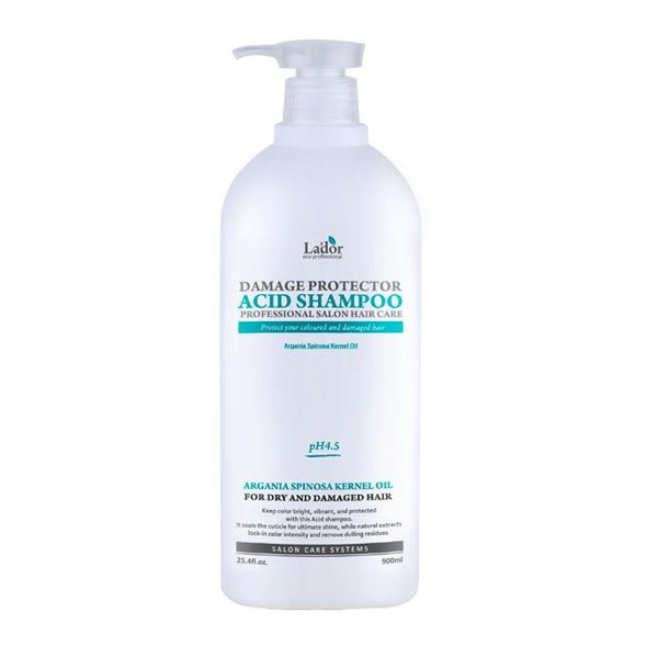 LADOR DAMAGED PROTECTOR ACID SHAMPOO - Професійний низьколужний шампунь з колагеном і аргановою олією, 900ml La'dor