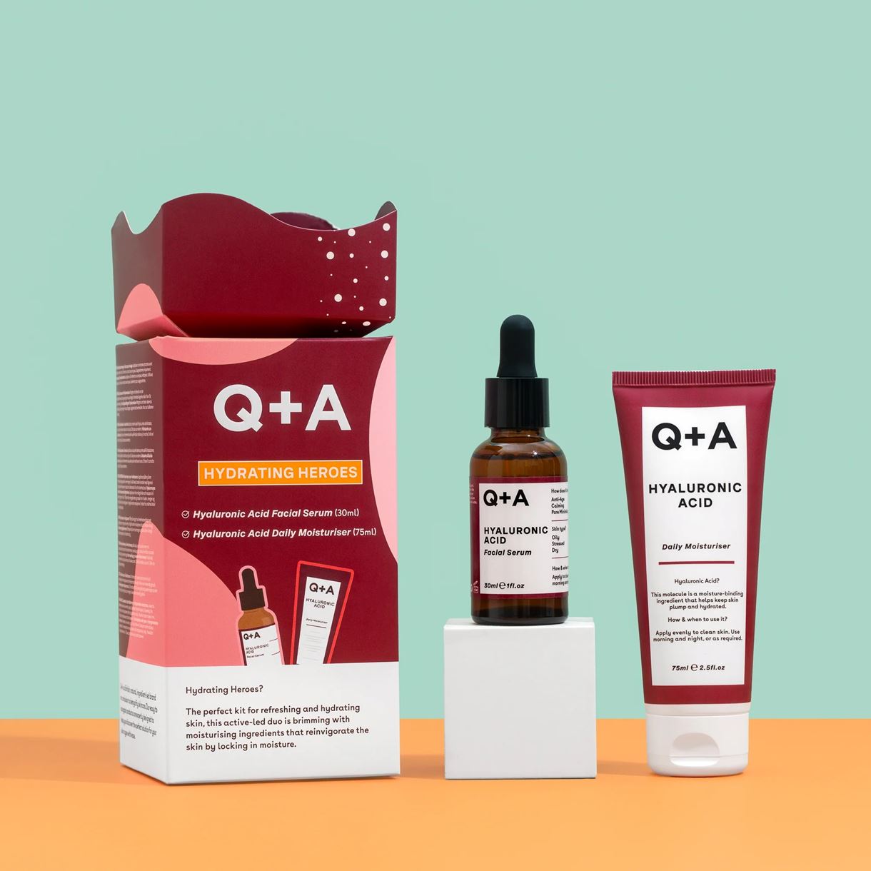 Подарунковий набір для зволоження шкіри Q+A Hydrating Heroes Gift Set