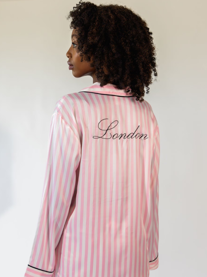 Піжама Pink Iconic Stripe Long Sleeve London Satin Pyjamas Victoria's Secret