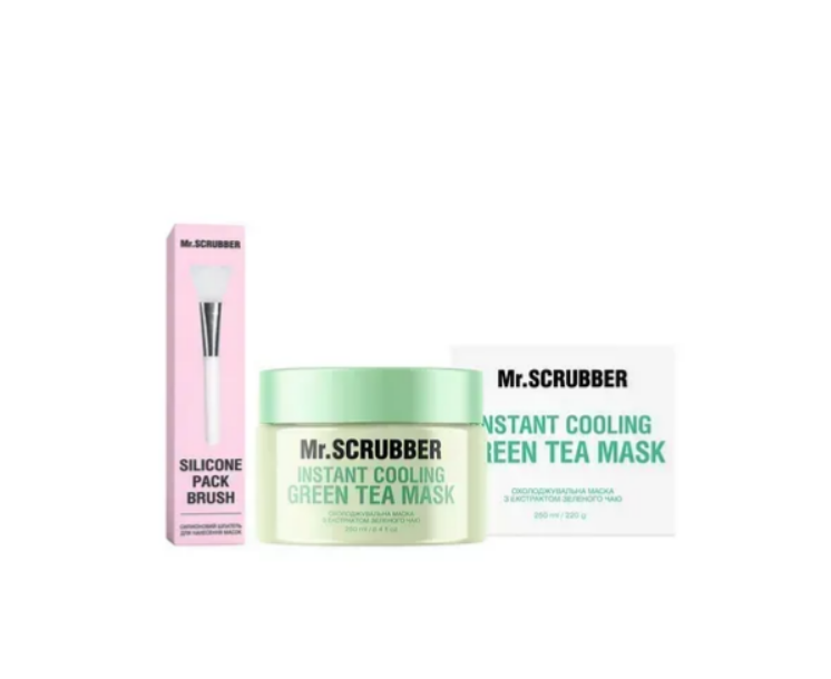 Охолоджувальна маска для обличчя Instant Cooling Green Tea Mask з екстрактом зеленого чаю Mr.SCRUBBER + Силіконовий шпатель для нанесення масок