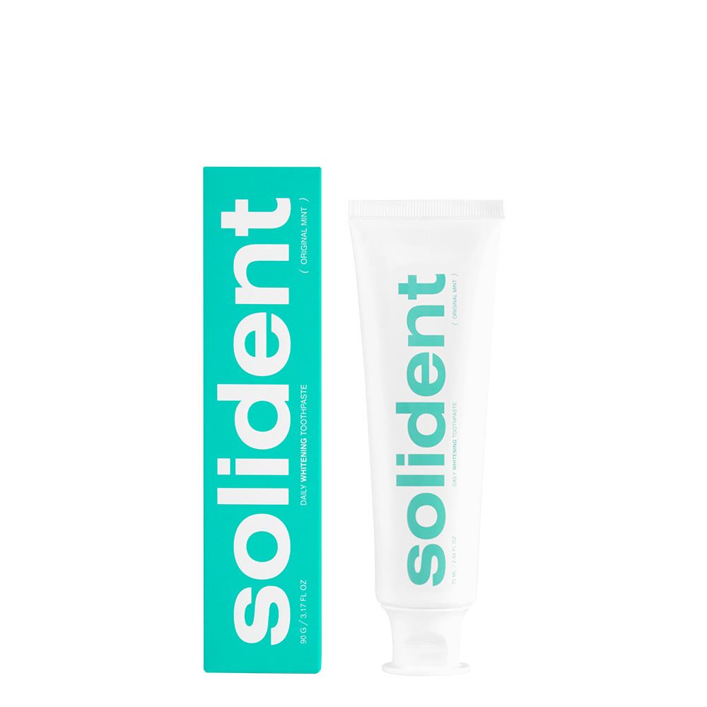 Щоденна відбілювальна зубна паста Solident Original mint / м'ята, 90 g + подарунок Ополіскувач для ротової порожнини Solident Original mint / м'ята