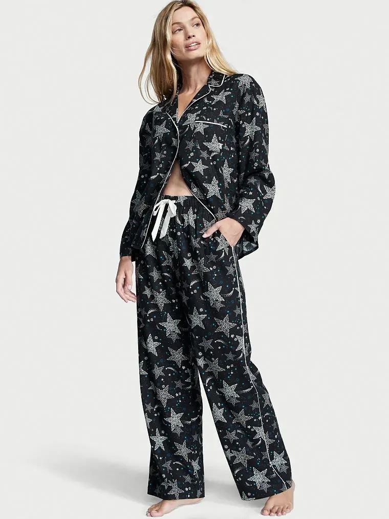 Піжама FLANNEL LONG PJ SET BLACK STARS Victoria's Secret