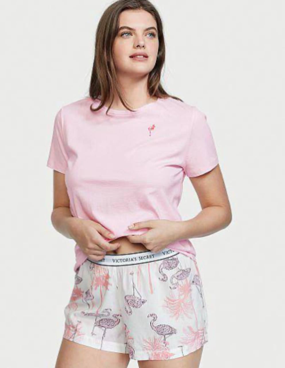 Піжама Victoria's Secret TEE-JAMA COTTON SHORT PJ SET PINK FLAMINGOS