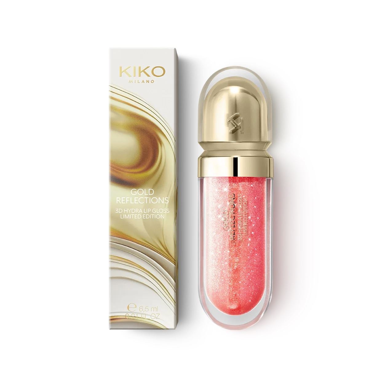 БЛИСК ДЛЯ ГУБ KIKO MILANO Gold Reflections 3d Hydra Lip Gloss Limited Edition 03 Radiant Apricot