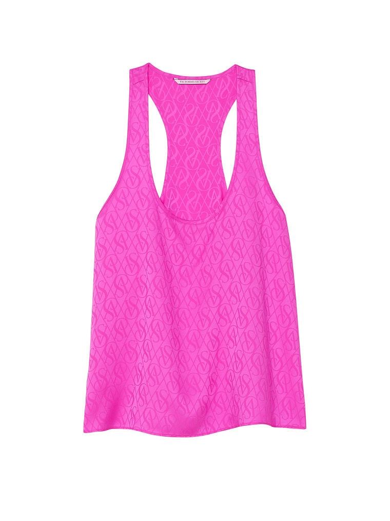 Рожева атласна піжама з принтом Victoria's Secret PINK BERRY SATIN SHORT PJ