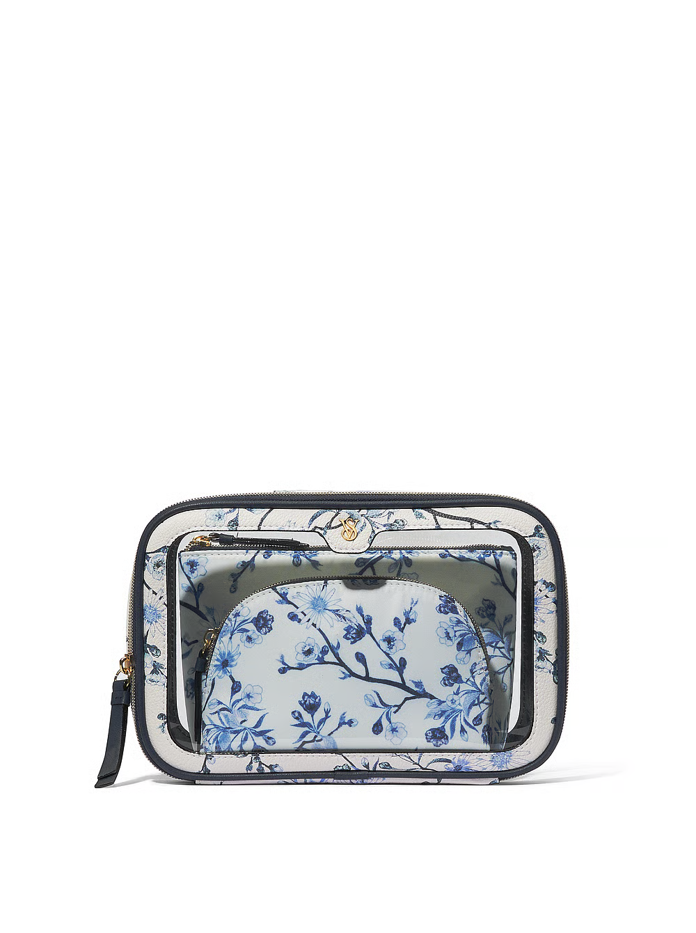 Косметичка 3в1 3-Piece Makeup Bag Blue Floral