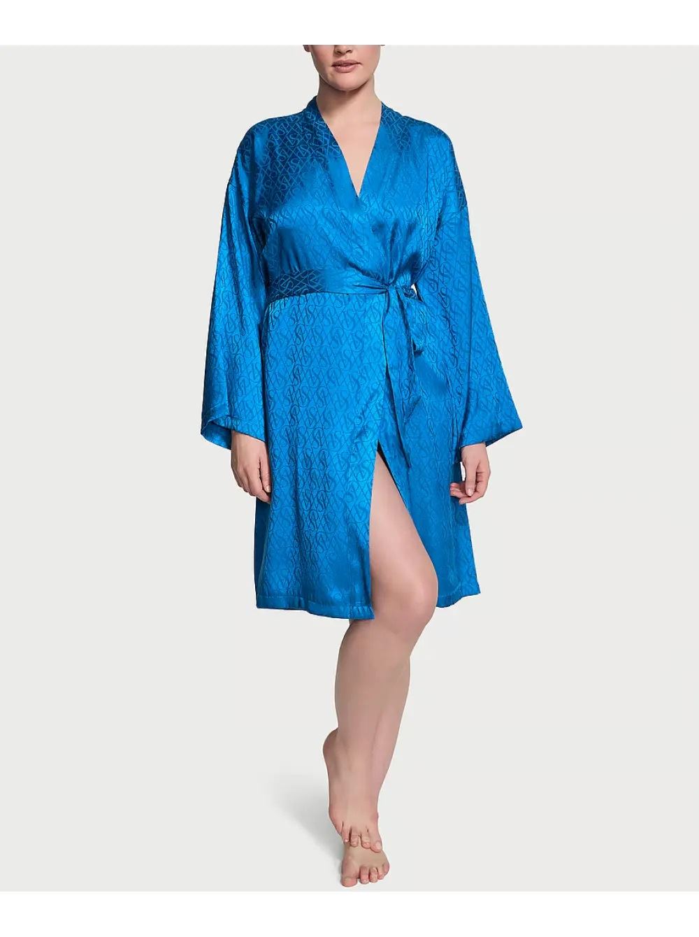 Сатиновий халат Icon Satin Midi Robe Blue Victoria's Secret