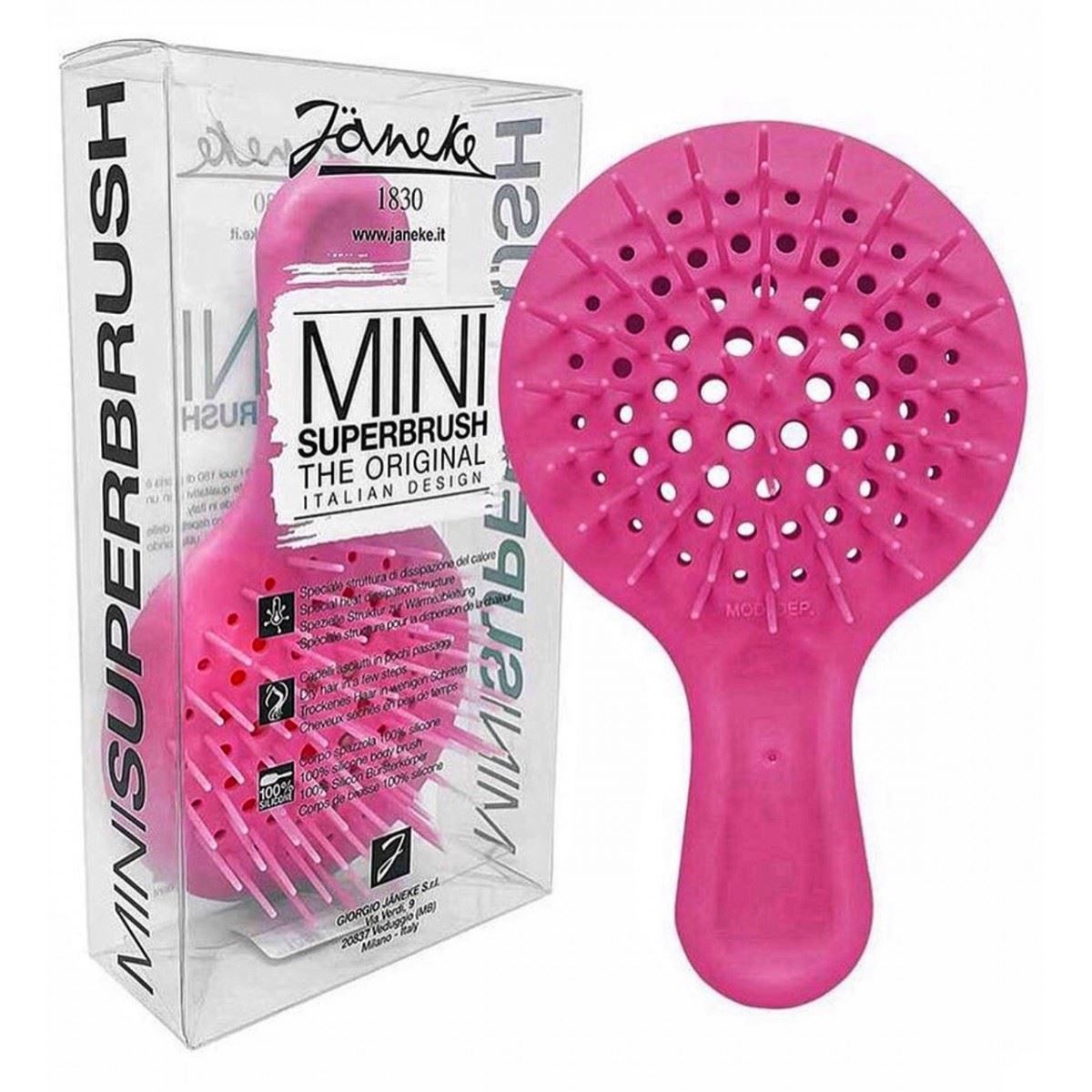 Гребінець для волосся, насичено рожевий Janeke Superbrush Mini Silicon Line