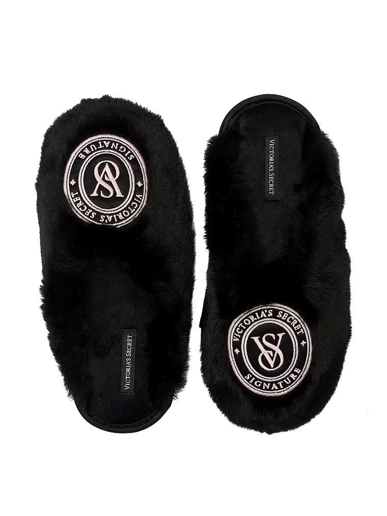 Домашні тапочки Victoria's Secret Closed-Toe Faux Fur Ljgo Slippers Black