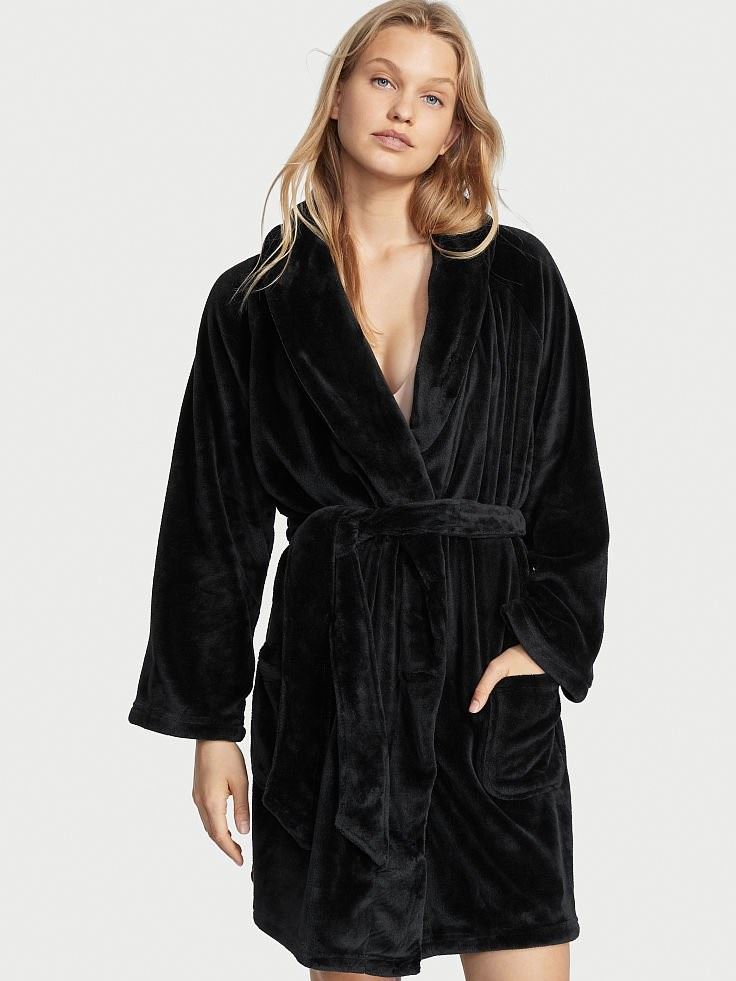 Плюшевий чорний халат Victoria’s Secret