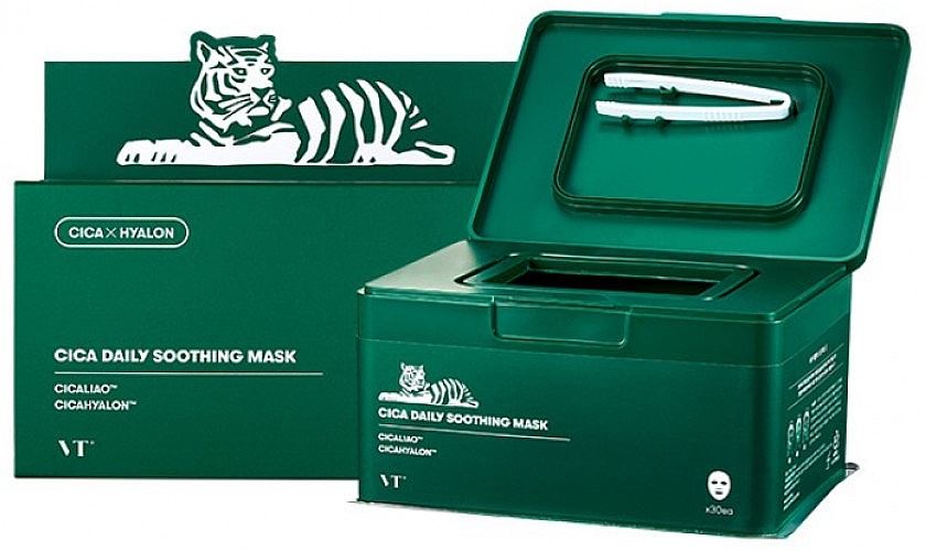 VT Cosmetics - CICA Daily Soothing Mask - Набір заспокійливих тканинних масок для обличчя - 30шт./350g