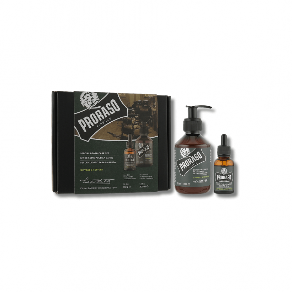 Набір для бороди - Proraso Duo Pack Oil + Shampoo Cypress & Vetyver