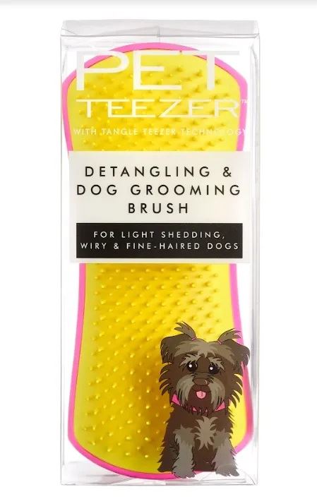 Pet Teezer Detangling Dog Grooming Brush - Щітка жовто-малинова для розплутування шерсті собак