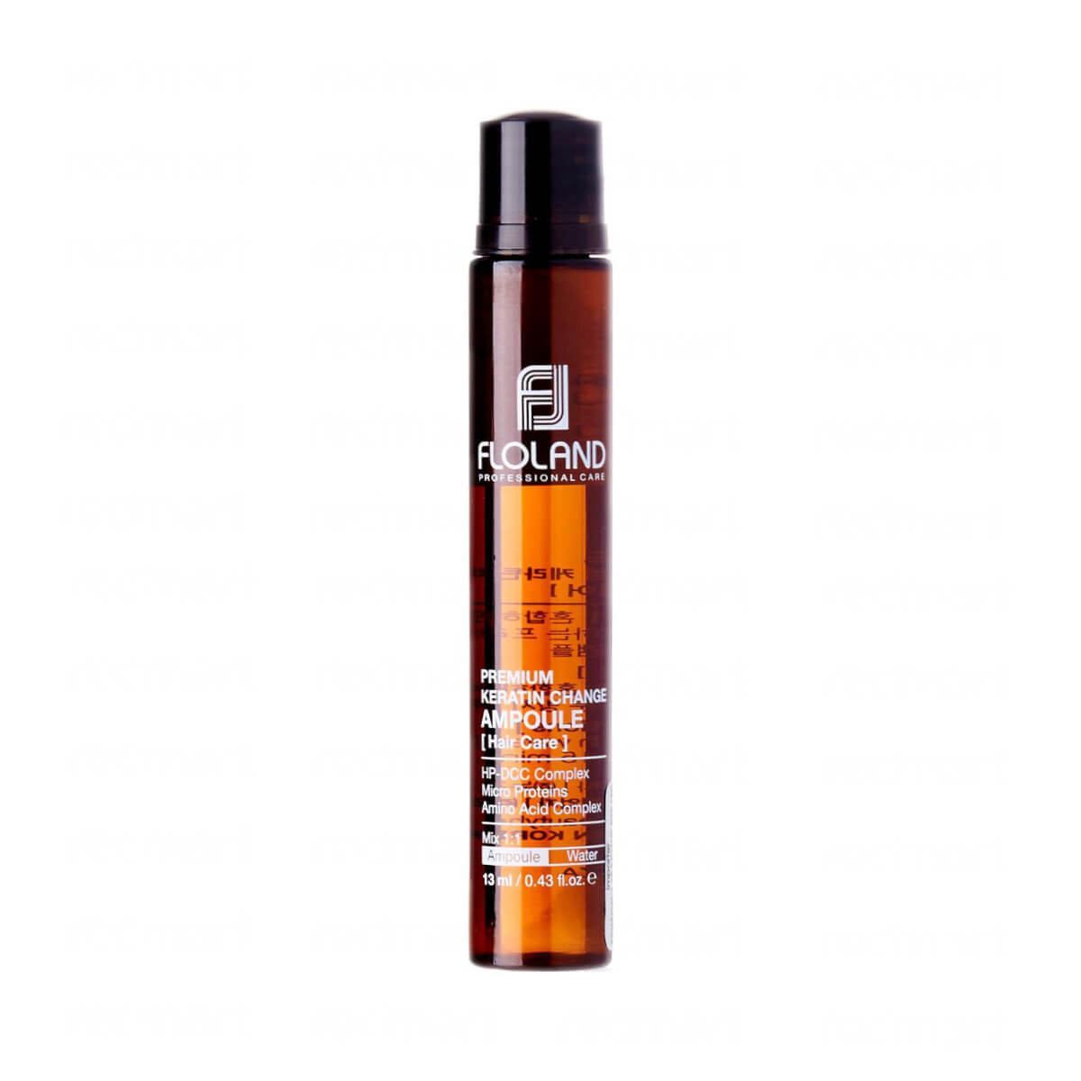 Ампула-филлер для восстановления поврежденных волос Floland Premium Keratin Change Ampoule, 13мл, 1шт
