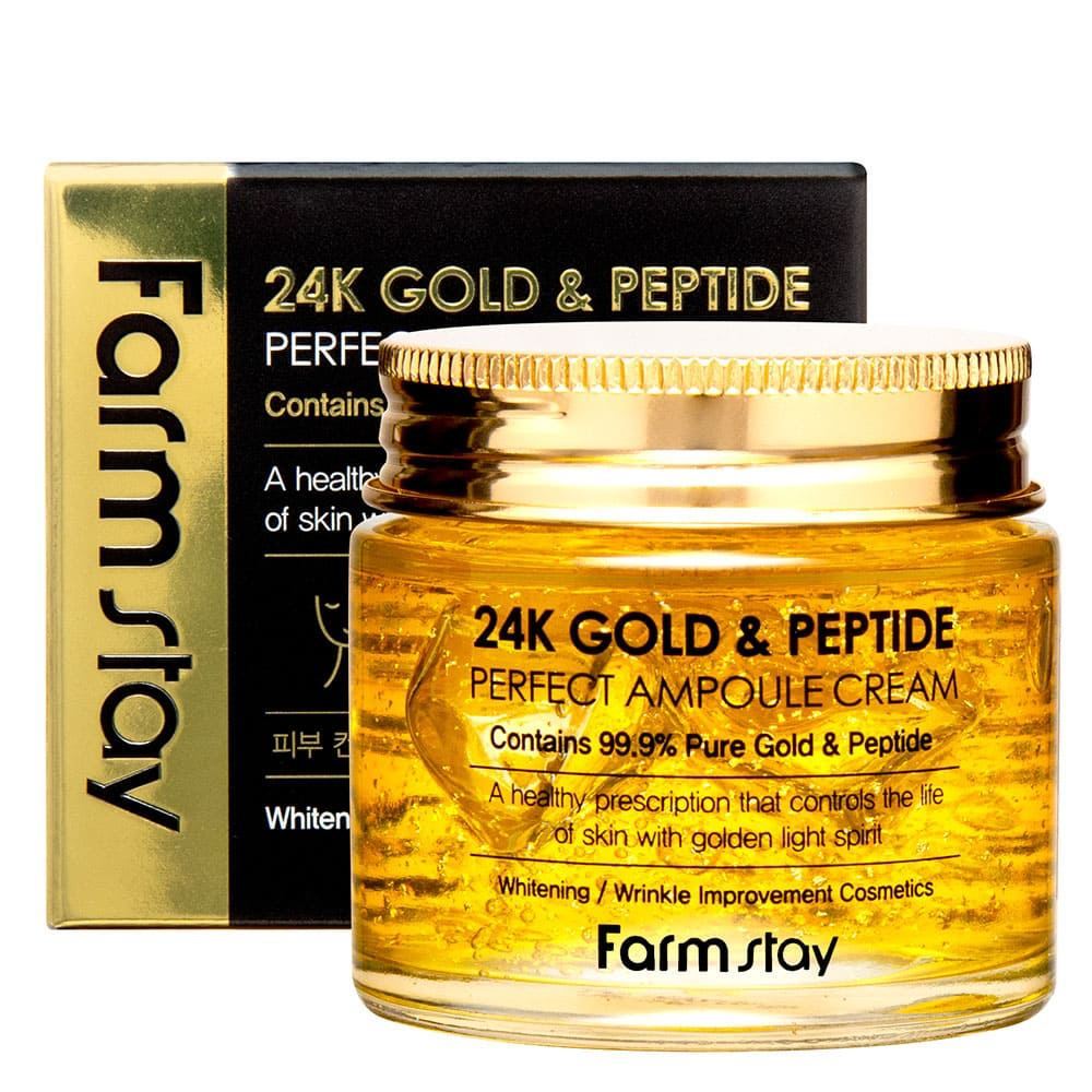 Ампульний крем із золотом та пептидами Farm Stay 24K Gold & Peptide Perfect Ampoule Cream, 80мл FarmStay