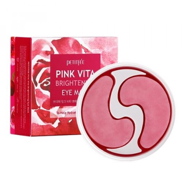 Освітлювальні патчі під очі на основі есенції рожевої води Petitfee&Koelf Pink Vita Brightening Eye Mask