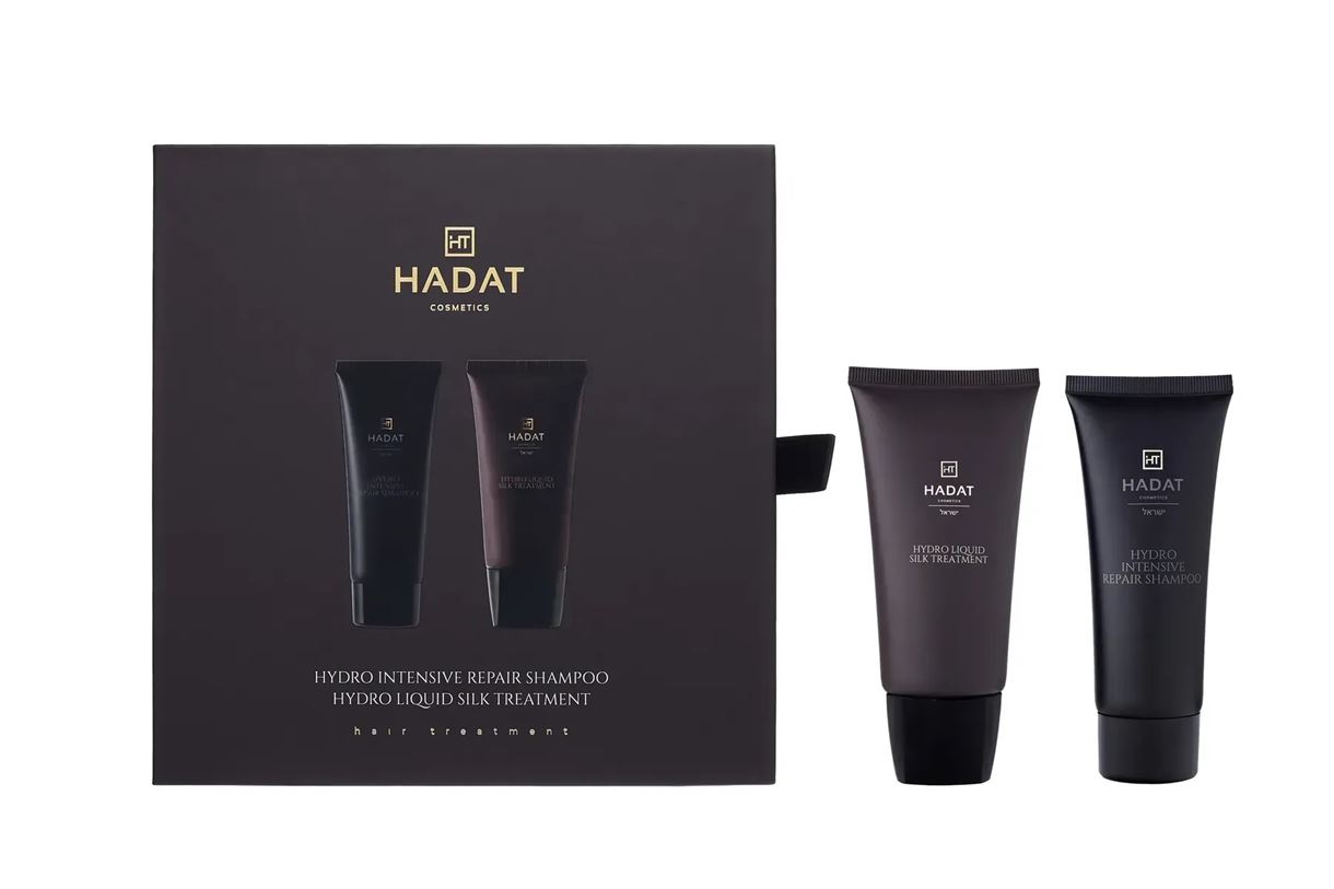 Подарунковий набір для відновлення волосся - Hadat Cosmetics Hydro Intensive Repair Shampoo + Hydro Liquid Silk Treatment Set