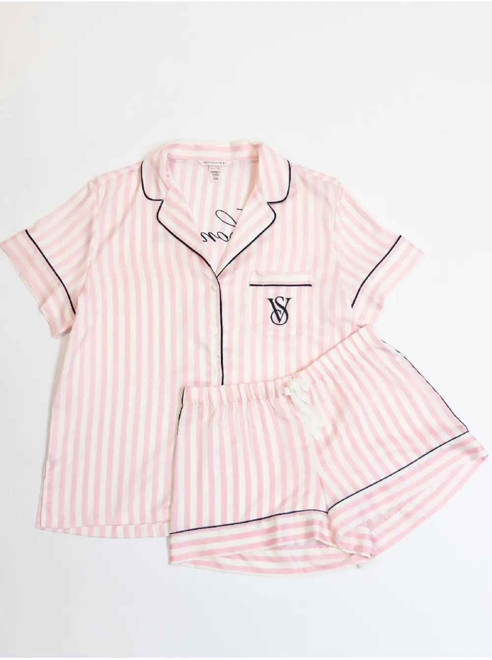Піжама Pink Iconic Stripe Short Sleeve London Satin Pyjamas Victoria's Secret